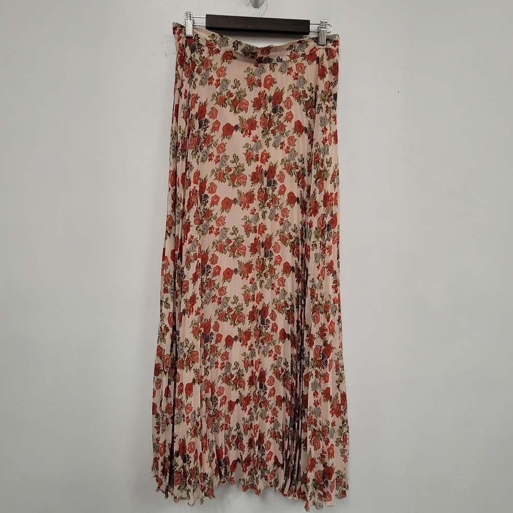Cremiux Womens Floral‎ Flowy Maxi Skirt Size 10 Romantic Whimsigoth Earthy Rose